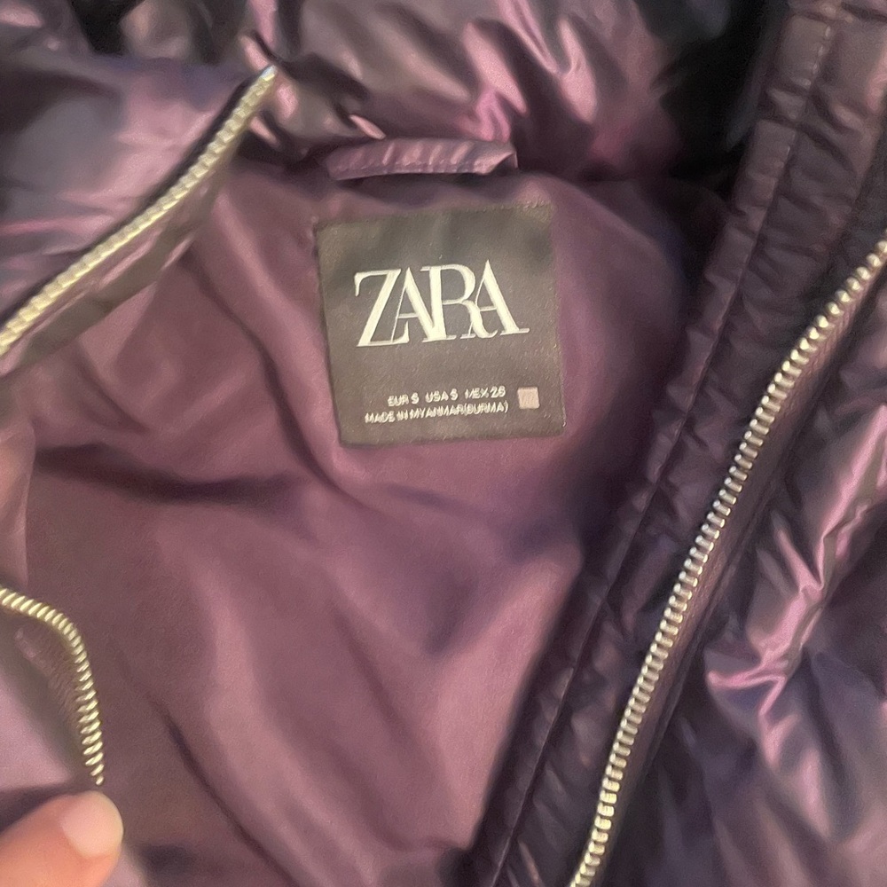 Zara purple puffer coat jacket - Picture 4 of 7